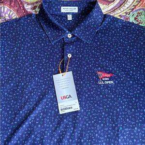 LACC 123rd U.S. Open Peter Millar Blue Polo Shirt Classic Design